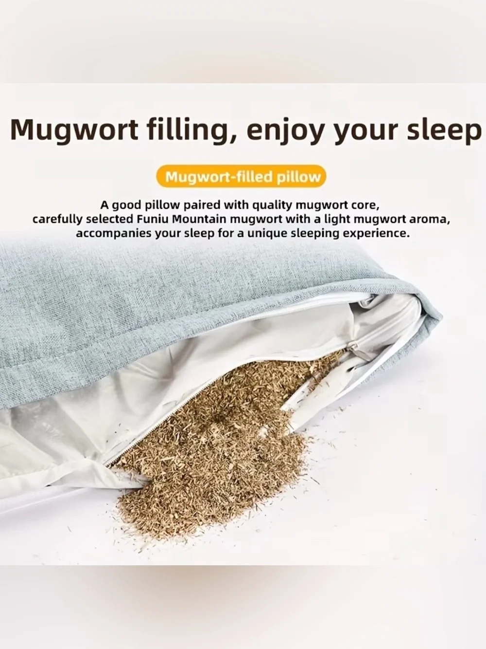 Mugwort Herbal Cervical Pillow 2-in-1 Neck Support + Detachable Bolster NEW